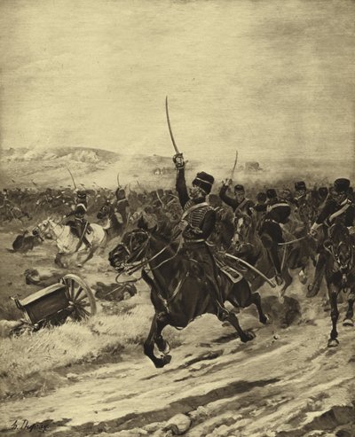 Carica della Brigata Leggera, Battaglia di Balaclava, 1854 (incisione) da Henri Louis Dupray